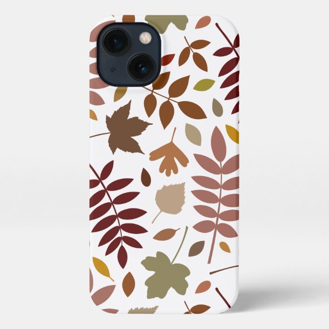 Fallen Leaves Lg Pattern Fall Colours on White iPhone Case (Back)