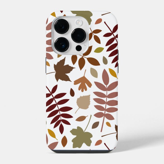 Fallen Leaves Lg Pattern Fall Colours on White iPhone Case (Back)