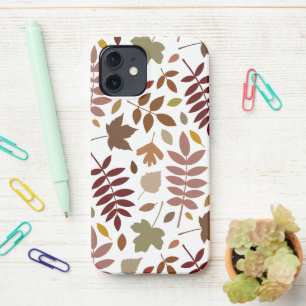 Fallen Leaves Lg Pattern Fall Colours on White iPhone 12 Case