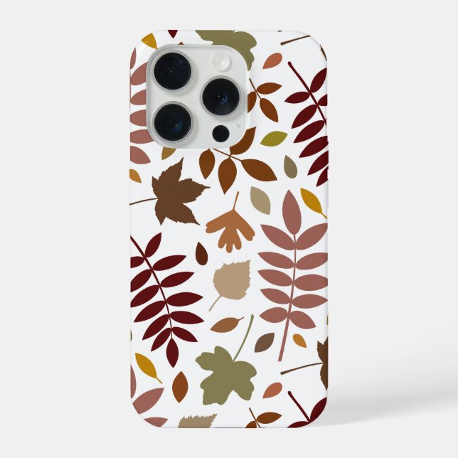 Fallen Leaves Lg Pattern Fall Colours on White iPhone Case (Back)