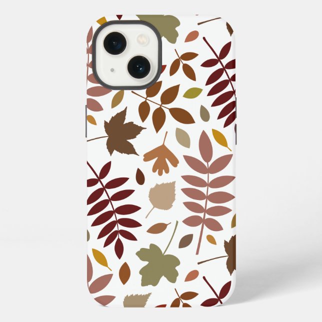 Fallen Leaves Lg Pattern Fall Colours on White iPhone Case (Back)