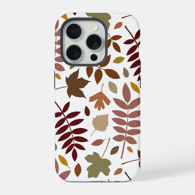 Fallen Leaves Lg Pattern Fall Colours on White iPhone Case (Back)