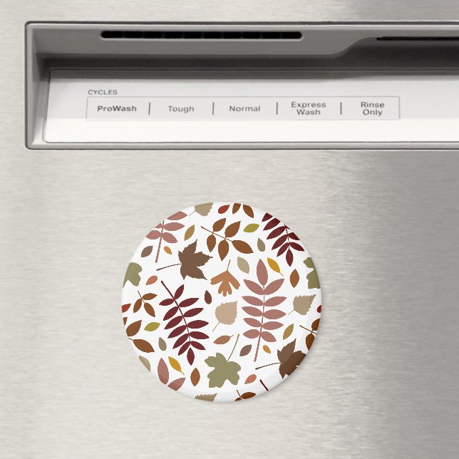 Fallen Leaves Lg Pattern Fall Colours on White Magnet (In Situ (Dishwasher))