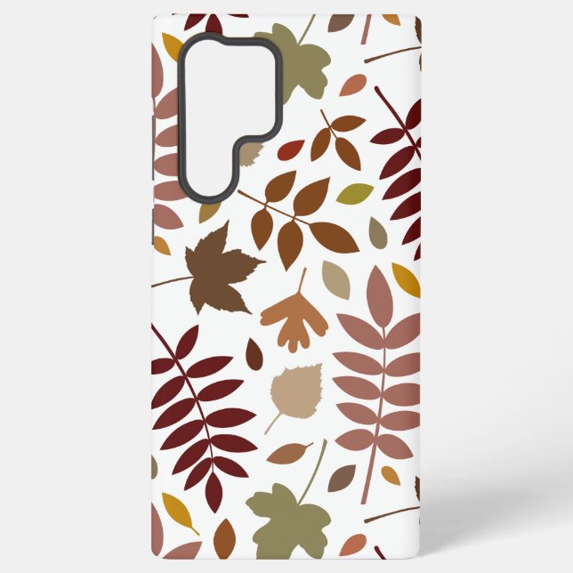 Fallen Leaves Lg Pattern Fall Colours on White Samsung Galaxy S22 Ultra Case (Back)