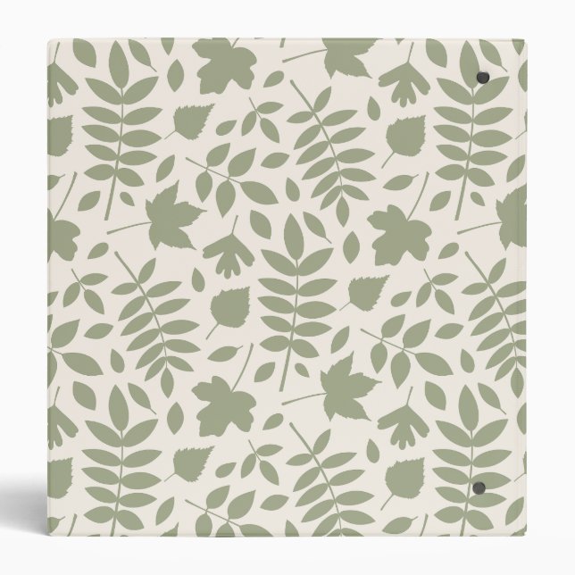 Fallen Leaves Lg Pattern Green on Cream Binder (Back)