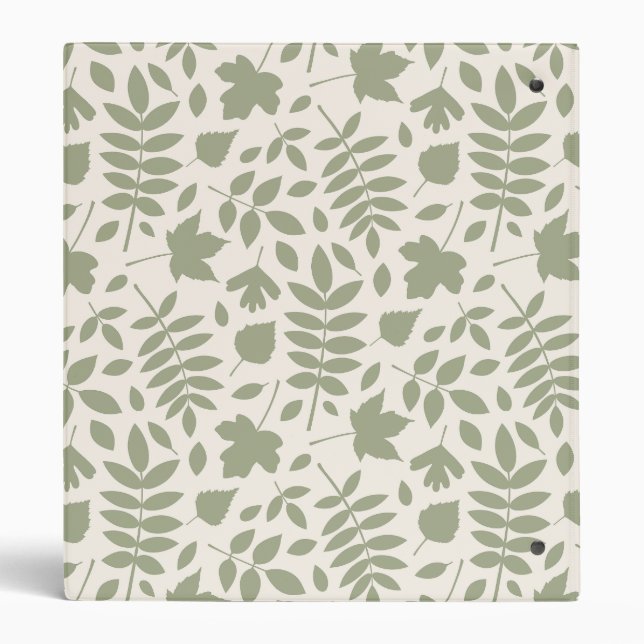 Fallen Leaves Lg Pattern Green on Cream Binder (Back)
