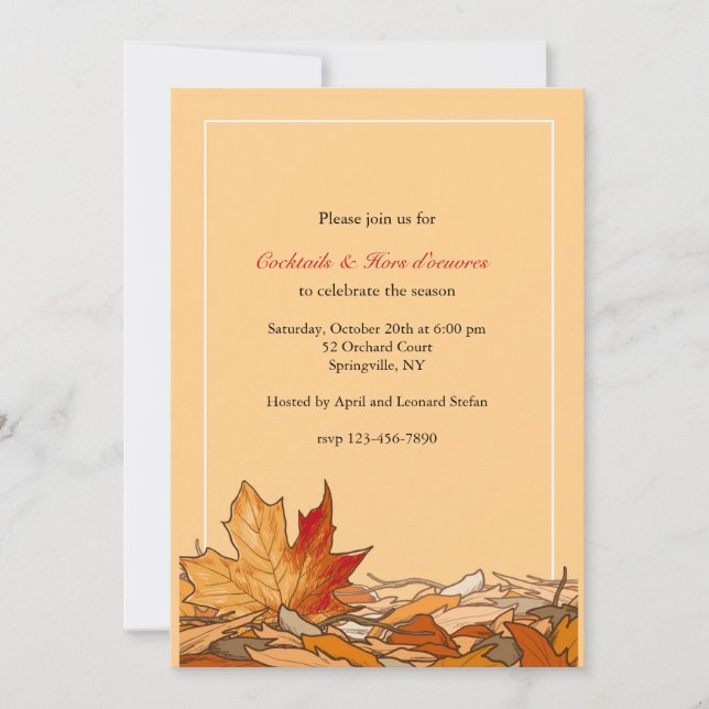 Fallen Leaves of Autumn Invitation (Front)