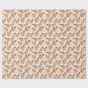 Fallen Leaves on Cream Background Wrapping Paper