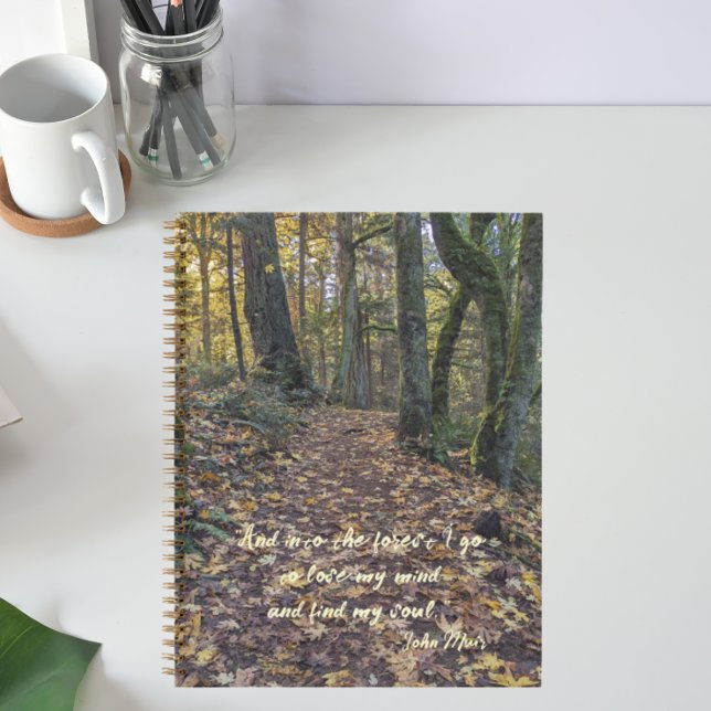 Fallen Leaves on Forest Trail John Muir Quote Notebook (In Situ)