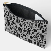 Fallen Leaves Pattern Black on Grey