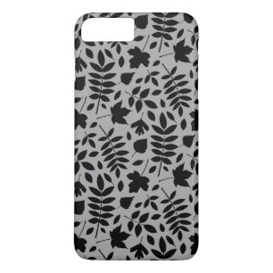 Fallen Leaves Pattern Black on Grey Case-Mate iPhone Case