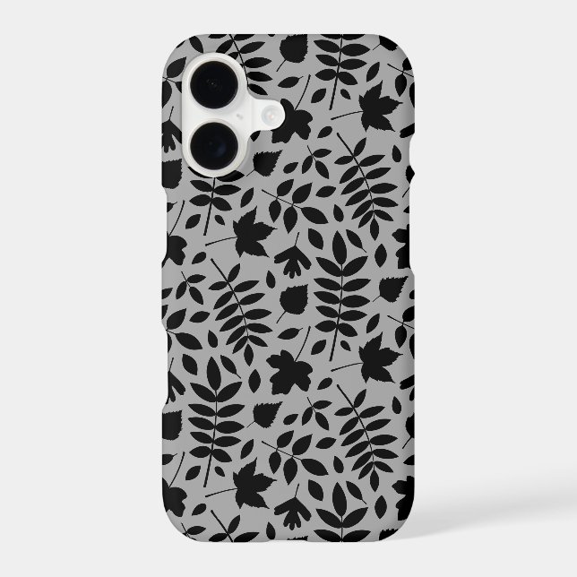 Fallen Leaves Pattern Black on Grey Samsung Galaxy Case (Back)
