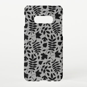 Fallen Leaves Pattern Black on Grey Samsung Galaxy Case