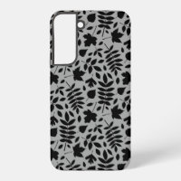 Fallen Leaves Pattern Black on Grey