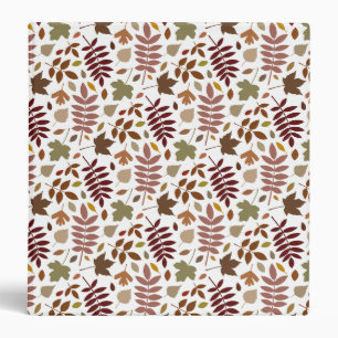 Fallen Leaves Pattern Fall Colours on White Binder
