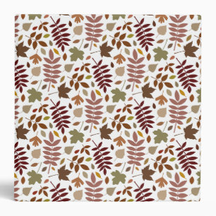 Fallen Leaves Pattern Fall Colours on White Binder