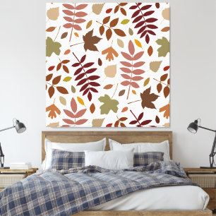 Fallen Leaves Pattern Fall Colours on White Canvas Print