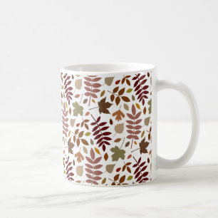 Fallen Leaves Pattern Fall Colours on White Coffee Mug