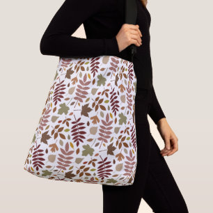 Fallen Leaves Pattern Fall Colours on White Crossbody Bag