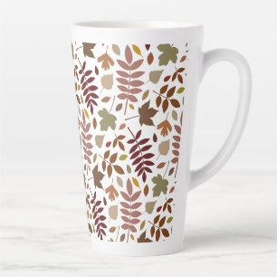 Fallen Leaves Pattern Fall Colours on White Latte Mug
