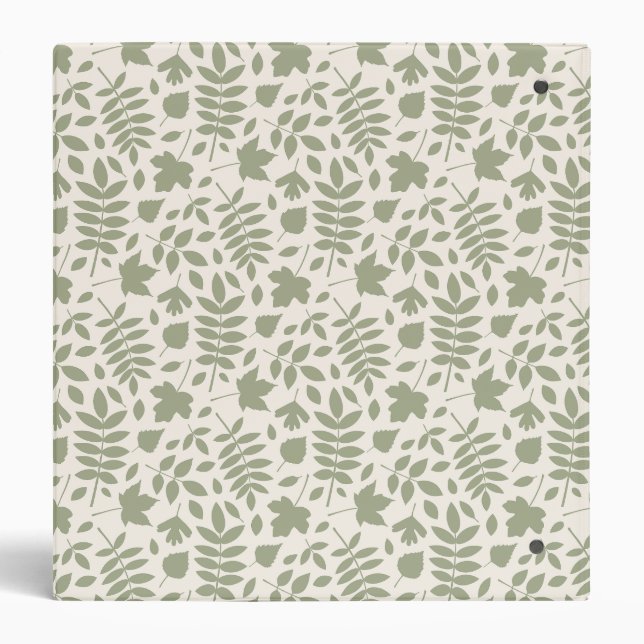 Fallen Leaves Pattern Green on Cream Binder (Back)