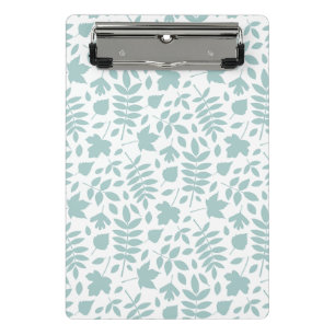 Fallen Leaves Pattern Lt Teal on White Mini Clipboard