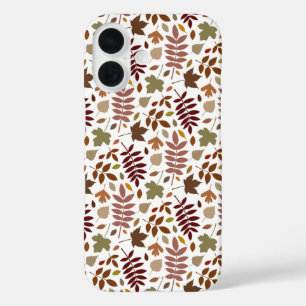 Fallen Leaves Rpt Pattern Fall Colours on White iPhone 16 Case