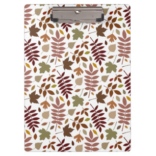 Fallen Leaves Rpt Pattern Fall Colours on White Clipboard