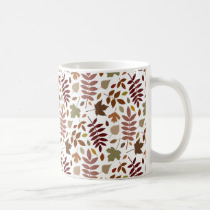 Fallen Leaves Rpt Pattern Fall Colours on White Coffee Mug