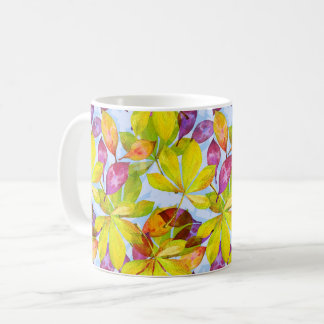 Fallen Leaves Watercolor Coffee Mug