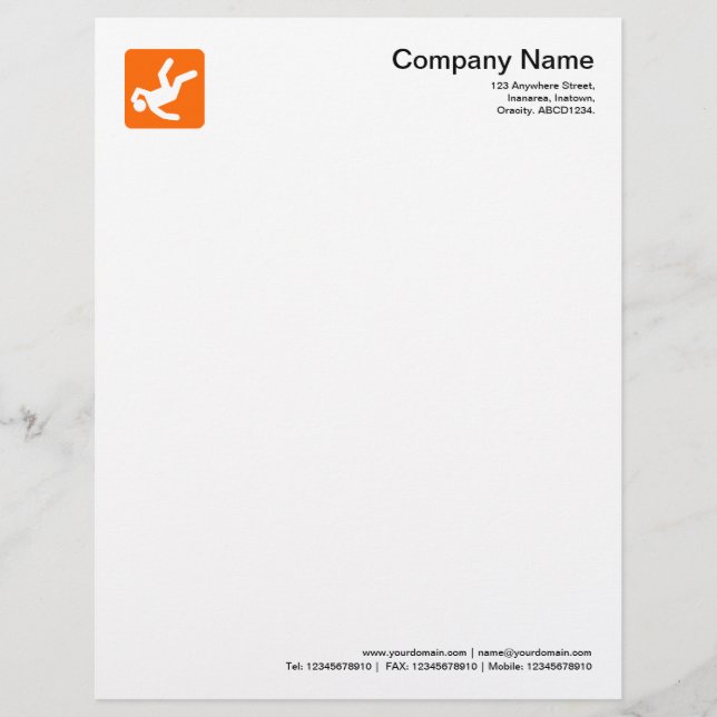 Fallen Man Symbol - Orange Letterhead (Front)