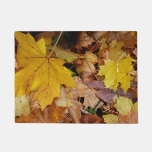 Fallen Maple Leaves Yellow Autumn Nature Doormat