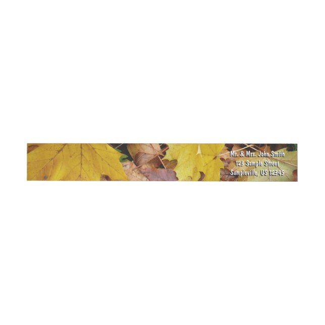 Fallen Maple Leaves Yellow Autumn Nature Wrap Around Label (Individual)