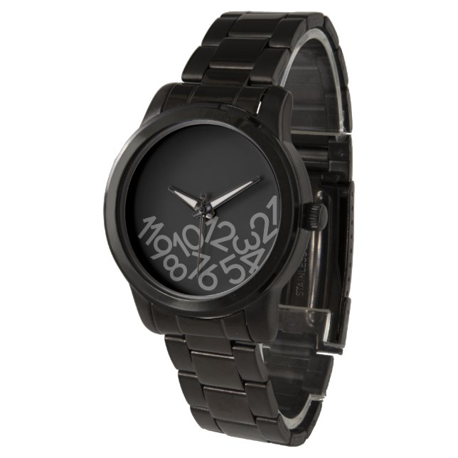 Fallen Numbers Funny Gravity Cool Black Watch (Angled)