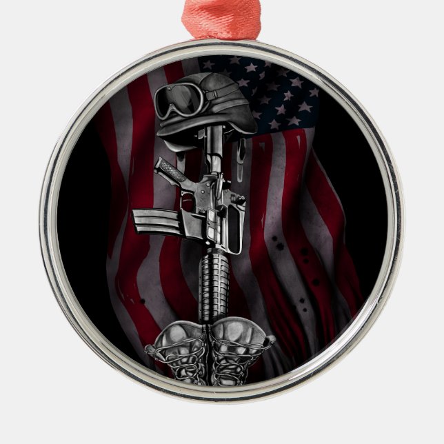 fallen soldier.jpg metal ornament (Front)