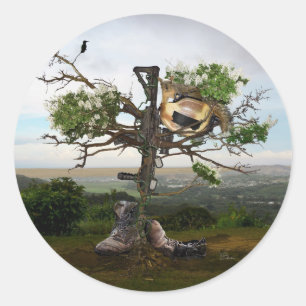 Fallen Soldier’s Cross Classic Round Sticker