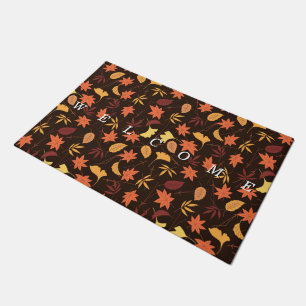 Falling Autumn Leaves Doormat - Welcome