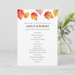 Falling Autumn Leaves Fall Wedding Ceremony Program