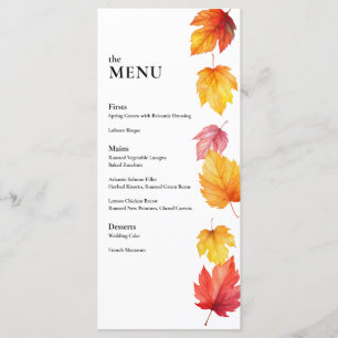 Falling Autumn Leaves Fall Wedding Dinner Menu