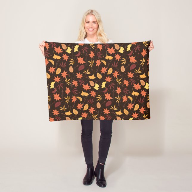 Falling Autumn Leaves Fleece Blanket (In Situ)