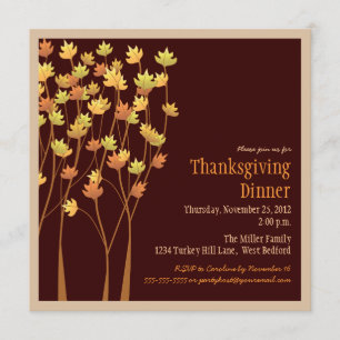 Falling Autumn Leaves Thanksgiving Invitation