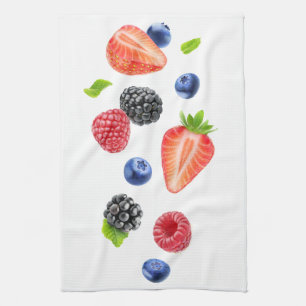 Falling berries kitchen towel