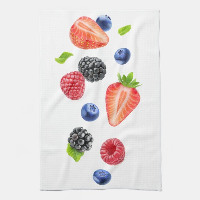 Falling berries kitchen towel (Vertical)