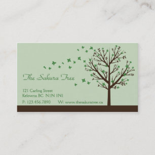 Falling Blossoms - Green Business Card