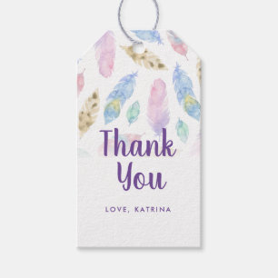 Falling Boho Feathers Thank You Gift Tags