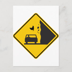 Falling Chicken Zone Highway Sign Postcard