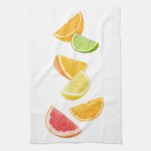 Falling citrus slices kitchen towel