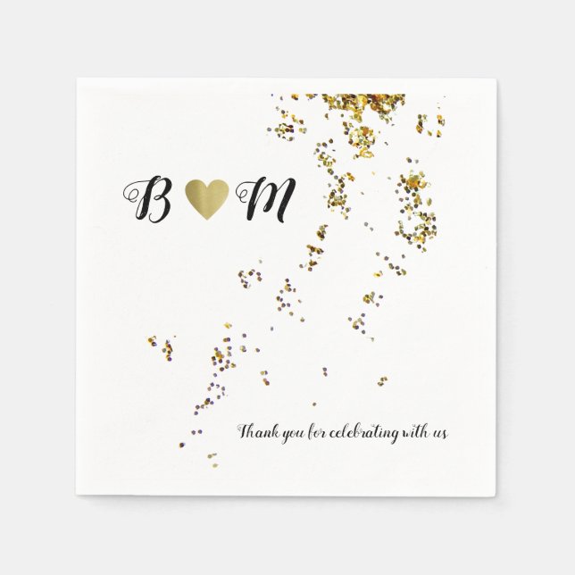 falling confetti Wedding Love Celebration party Napkin (Front)