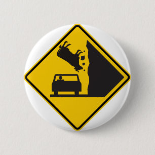 Falling Cow Zone Highway Sign 2 Inch Round Button