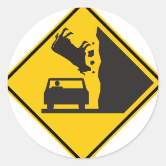 Falling Cow Zone Highway Sign Classic Round Sticker